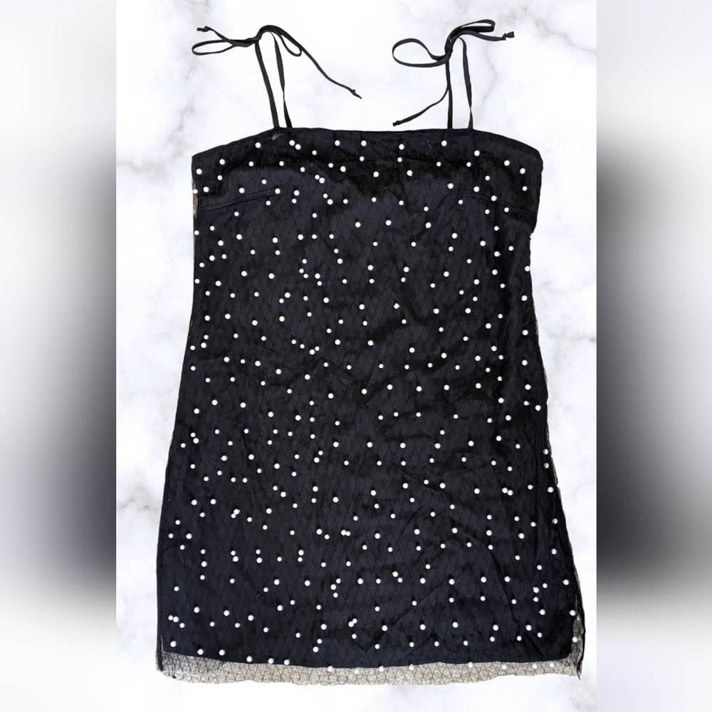 Forever 21 Black Lace & White Pearl Dress